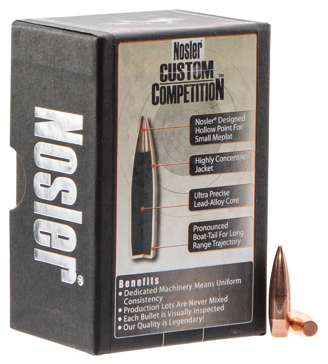Custom Competition Hollow Point Boat Tail 100 gr 6.5mm Reloading Bullets - 100 Round Box