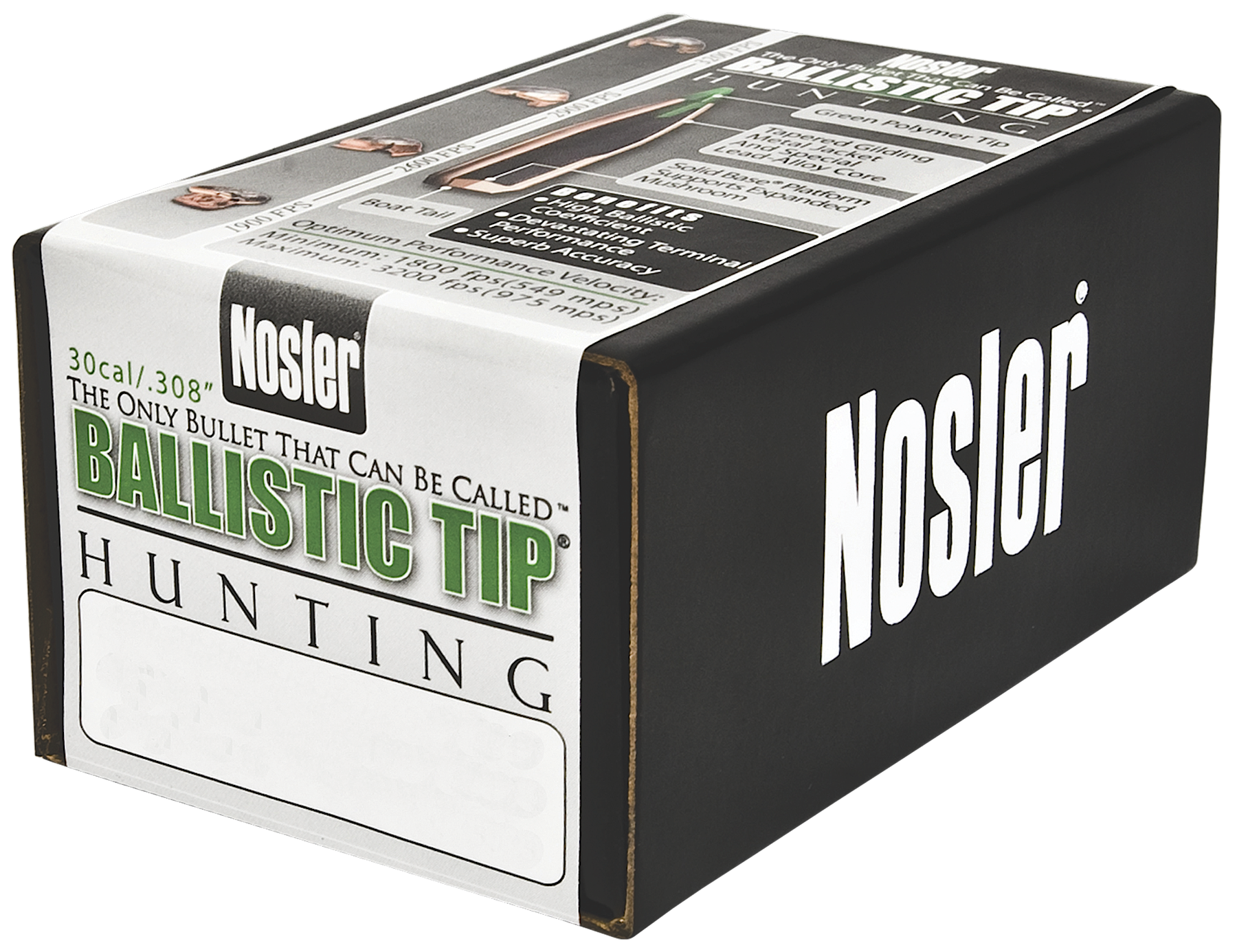 Ballistic Tip Hunting Spitzer 180 gr 30 Caliber Reloading Bullets - 50 Round Box