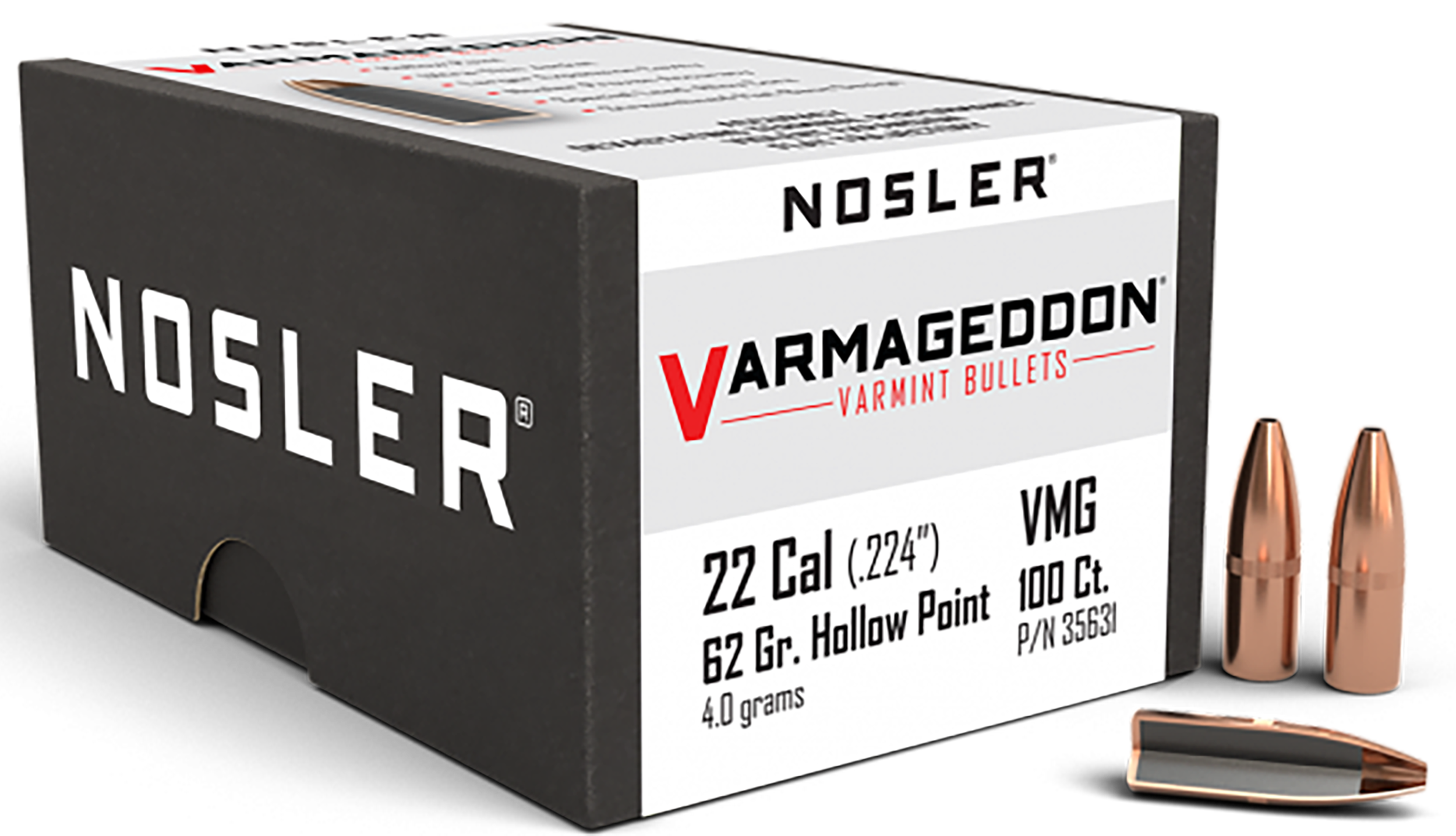 Varmageddon Flat Base Hollow Point 62 gr 22 Caliber Reloading Bullets ...