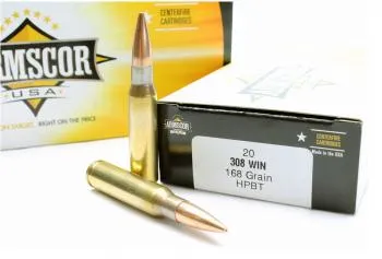 Hollow Point Boat Tail 168 gr 308 Winchester Rifle Ammo - 20 Round Box