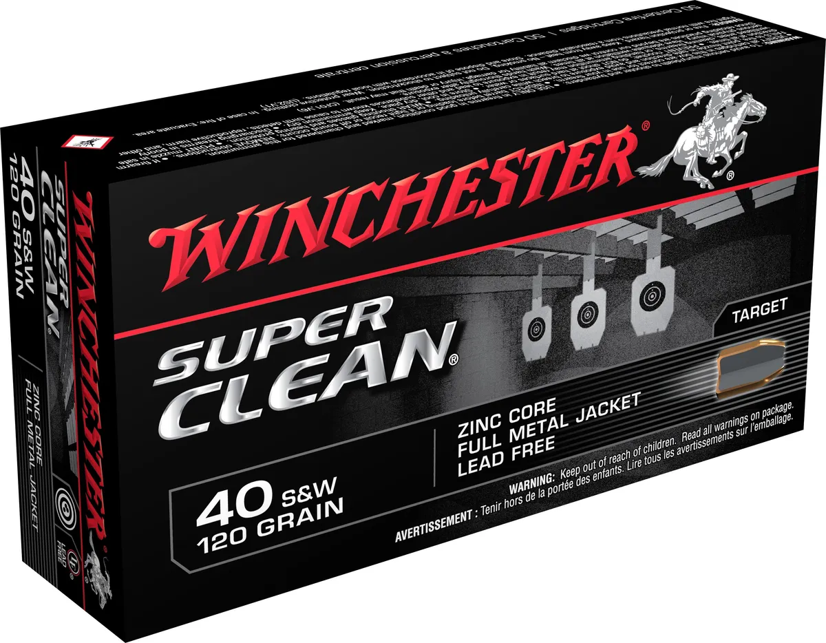 Super Clean Full Metal Jacket 120 gr 40 S&W Handgun Ammo - 50 Round Box