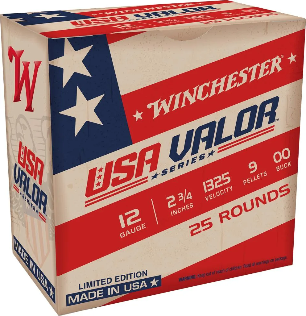 USA Valor 00 Buckshot 12 Gauge Shotgun Ammo - 25 Round Box