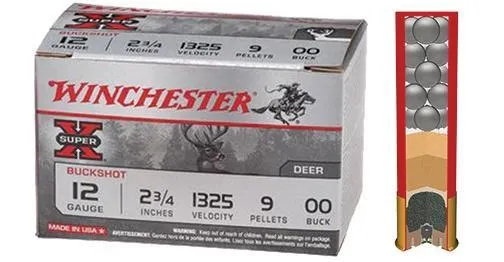Super X 00 Buckshot 2-3/4" 12 Gauge Shotgun Ammo - 25 Round Box