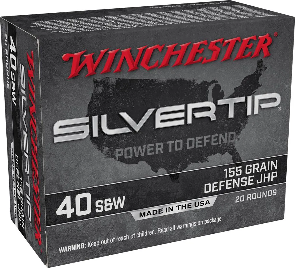 Silvertip Jacketed Hollow Point 155 gr 40 S&W Handgun Ammo - 20 Round Box