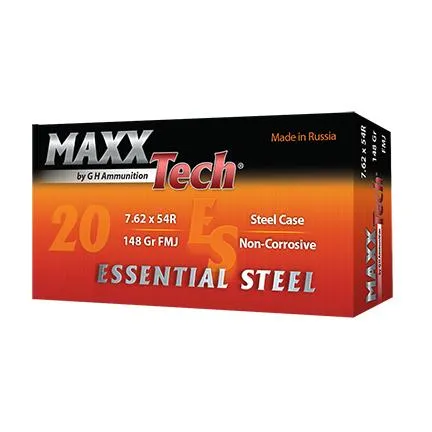 Essential Steel Full Metal Jacket 148 gr 7.62x54 Rifle Ammo - 500 Round Case