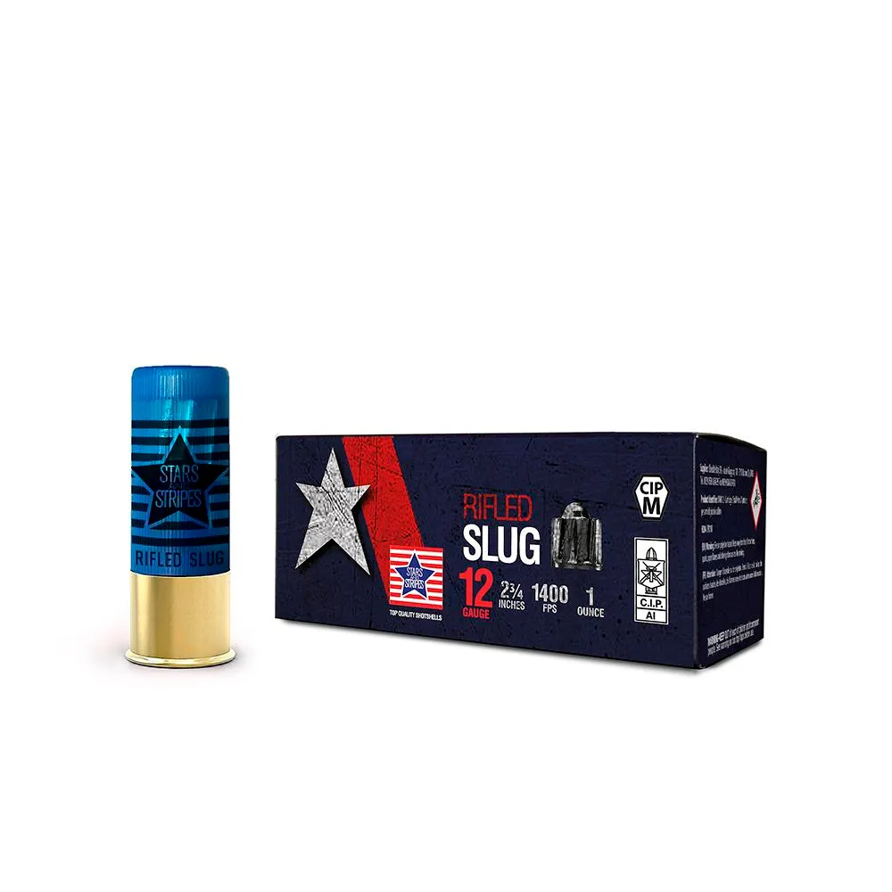 Stars & Stripes Rifled Slug 12 Gauge Shotgun Ammo - 10 Round Box