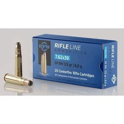 Metric Soft Point Round Nose 123 gr 7.62 x 39mm Rifle Ammo - 20 Round Box