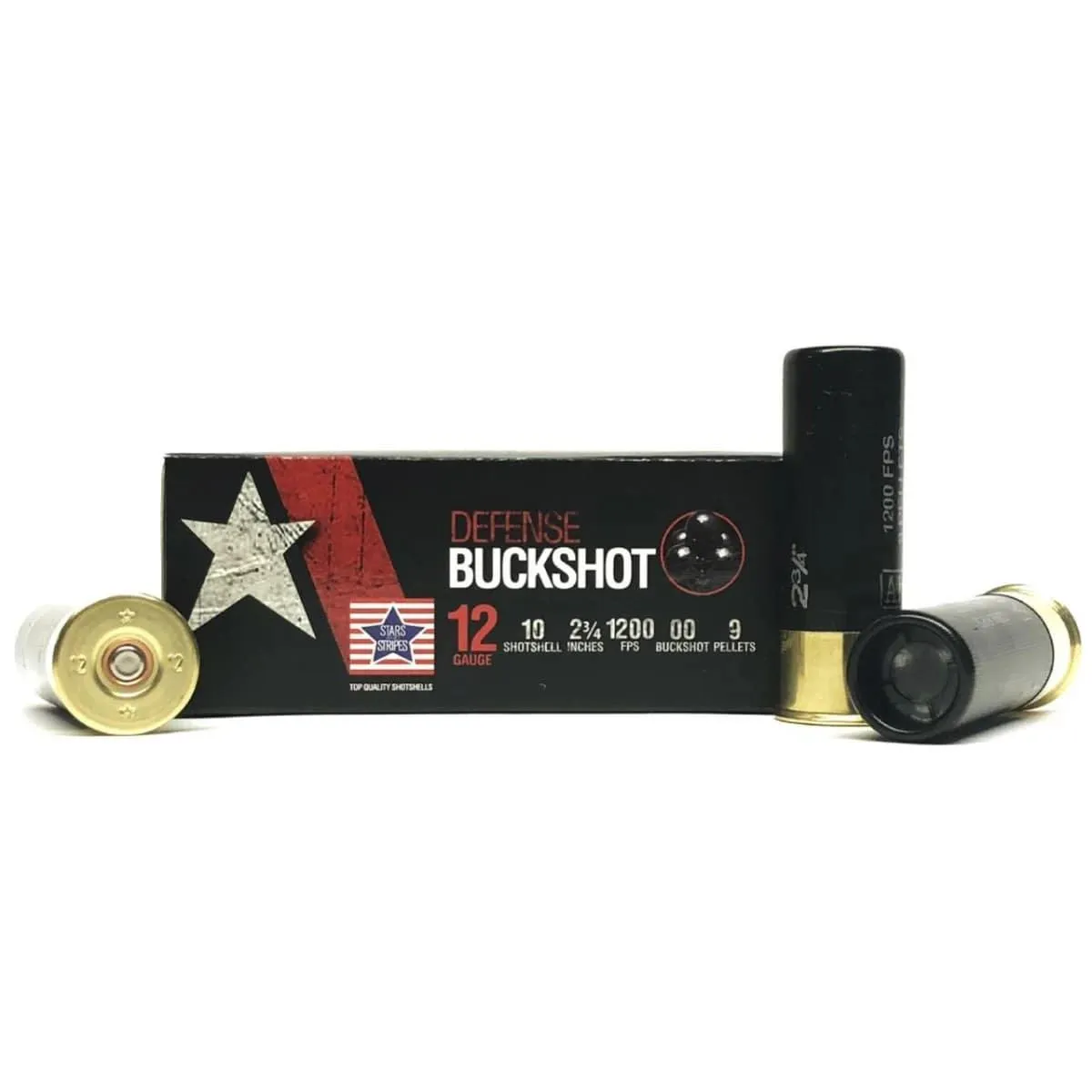 Stars & Stripes Defense 00 Buckshot 12 Gauge Shotgun Ammo - 250 Round Cause