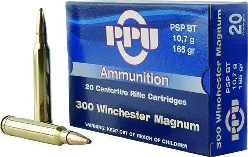 Standard Soft Point Boat Tail 165 gr 300 Winchester Magnum Rifle Ammo - 20 Round Box