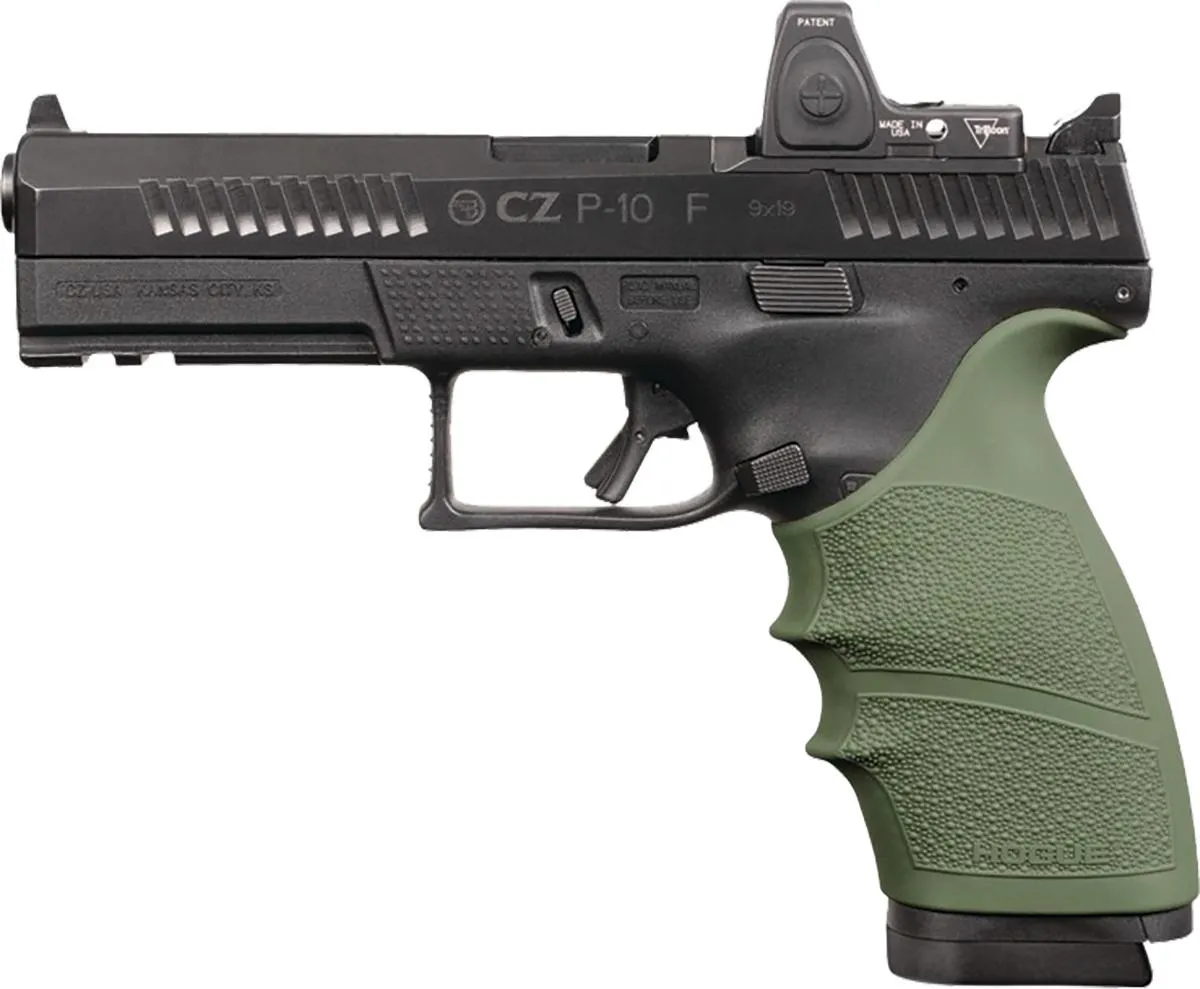 HandAll Beavertail Grip Sleeve with Finger Grooves for CZ P-10 F - OD Green