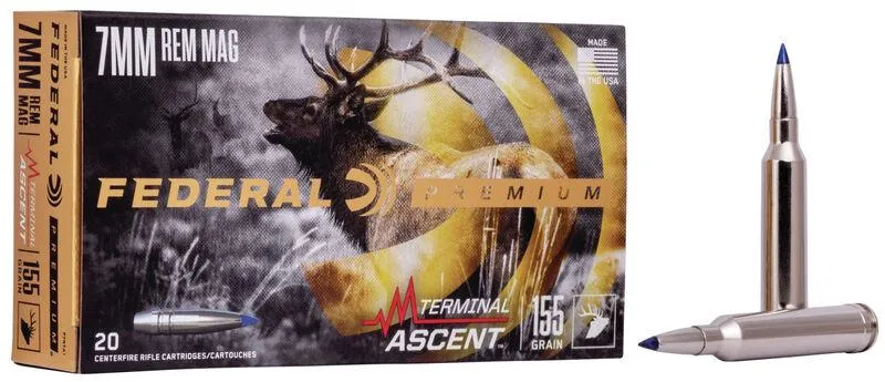 Premium Terminal Ascent 7mm Remington Magnum Rifle Ammo - 20 Round Box