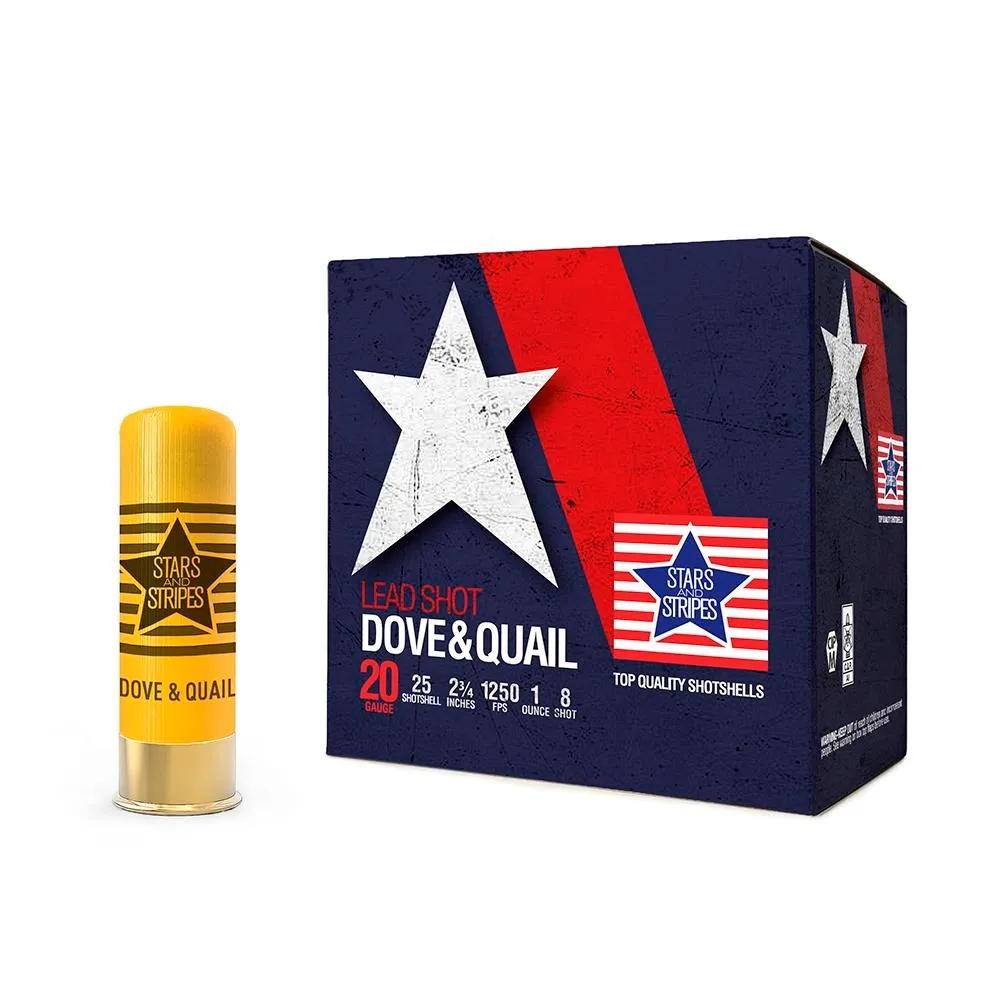 Stars & Stripes Dove & Quail #8 20 Gauge Shotgun Ammo - 25 Round Box