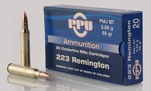 Standard Full Metal Jacket Boat Tail 55 gr 223 Remington Rifle Ammo - 20 Round Box