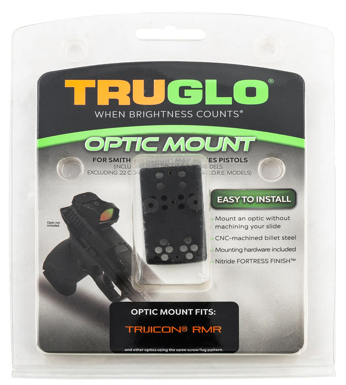 Trijicon RMR Red Dot Handgun Sight Mount for S&W M&P Except 22 Compact & CORE - Black