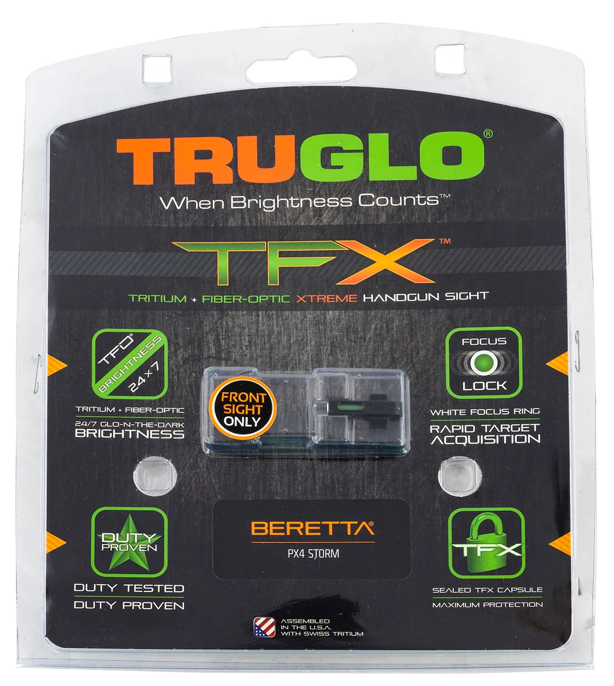 TFX Fiber Optic/Tritium Handgun Sight Set for Beretta PX4 STORM - White Outline