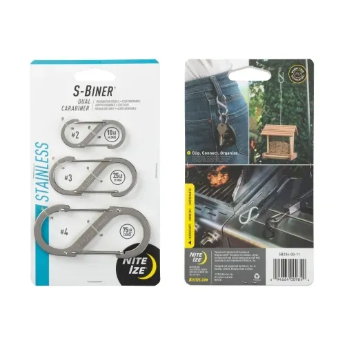 S-Biner Stainless Steel Dual Carabiner - 3 Pack