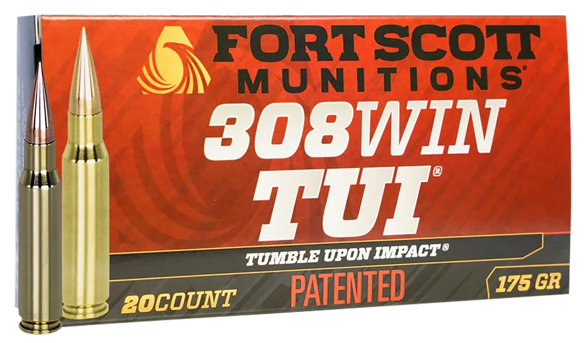 Tumble Upon Impact (TUI) Solid Copper Spun 175 gr 308 Winchester Rifle Ammo - 20 Round Box