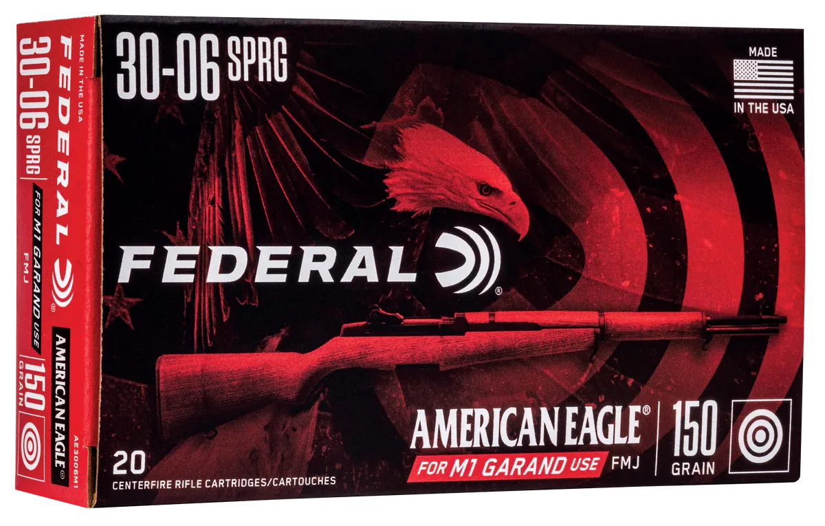 American Eagle Full Metal Jacket 150 gr 30-06 Springfield Rifle Ammo - 20 Round Box