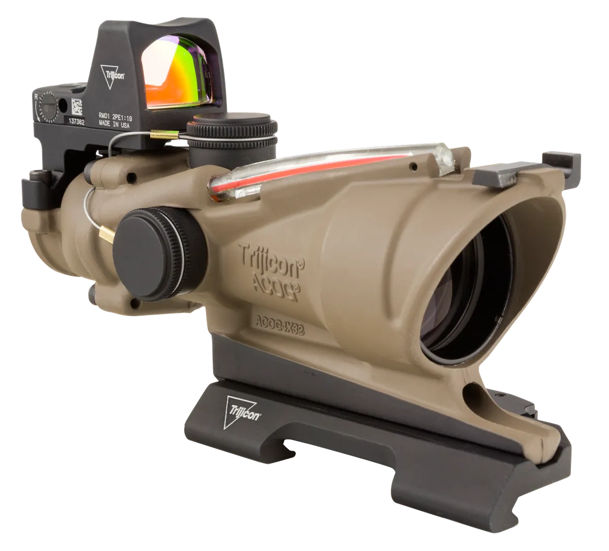 ACOG ECOS Combo 4x 32mm Rifle Scope - Flat Dark Earth - Illuminated Red Crosshair .223 BDC
