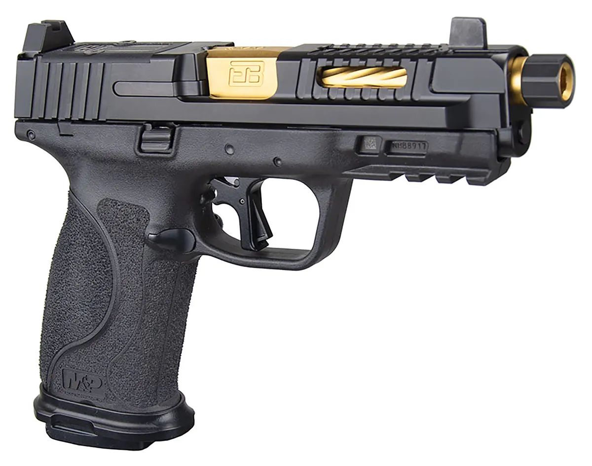 Fueled M&P F4 4.25" Threaded 17 Round 9mm Luger Pistol - Black/Gold Barrel