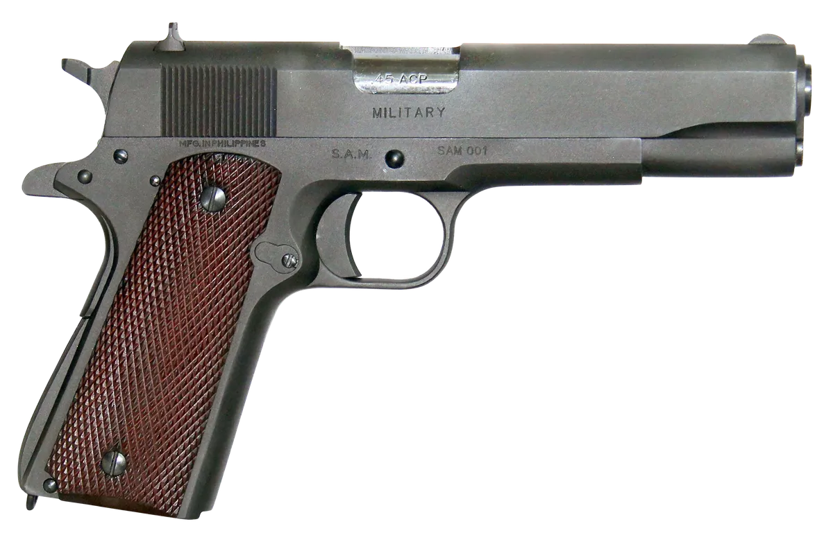 Military 5" 9 Round 45 ACP Pistol Matte Black/Wood