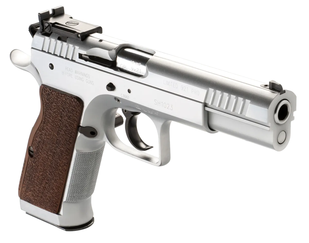 Defiant Limited Pro 4.80" 16 Round 9mm Luger Pistol - Chrome/Brown