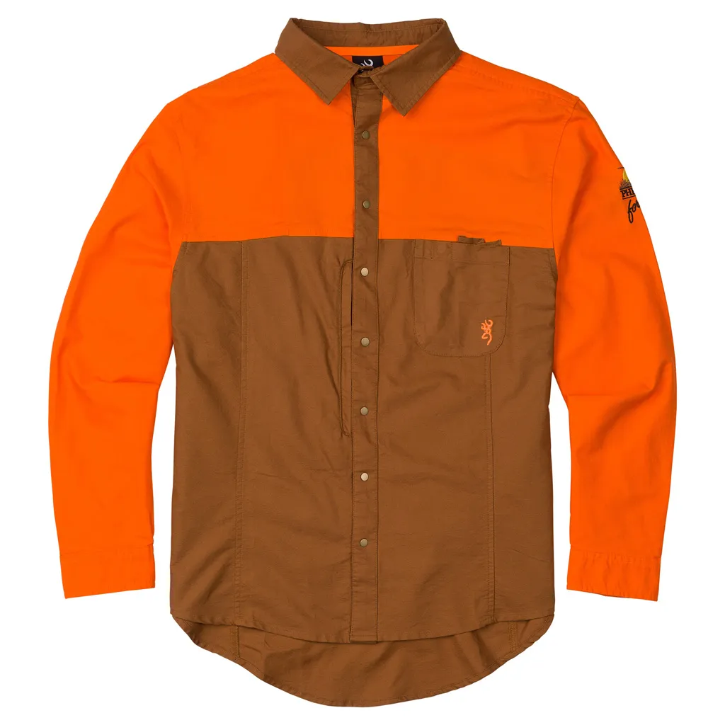 Midweight Upland Long Sleeve Shirt - Tan/Blaze Orange