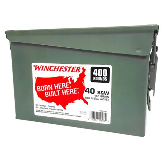 USA Ammo Can Full Metal Jacket Truncated Cone 165 gr 40 S&W Handgun Ammo - 400 Round Can