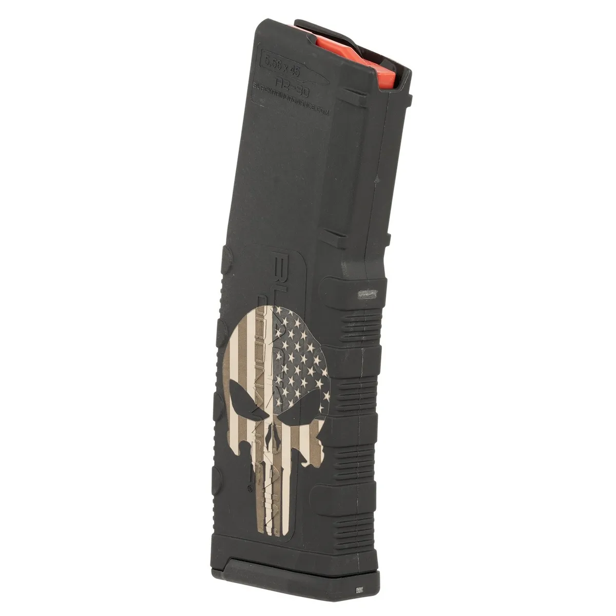 AR-15 30 Round Punisher American Flag Engraved Magazine - Black