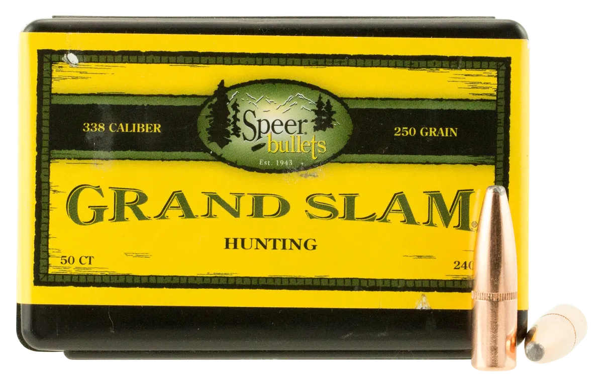 Grand Slam Soft Point 250 gr 338 Caliber Reloading Bullets - 50 Round Box