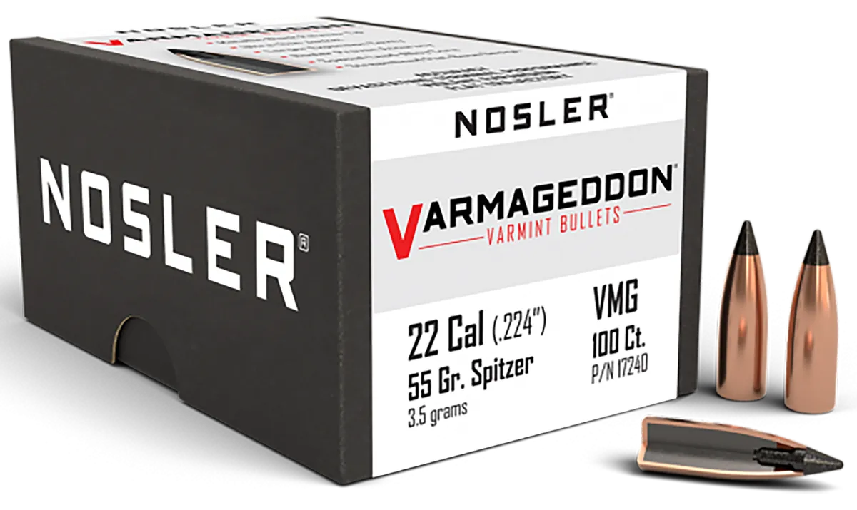 Varmageddon Flat Base Tipped 55 gr 22 Caliber Reloading Bullets - 100 Round Box