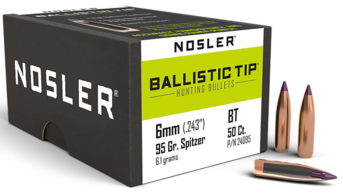 Ballistic Tip Hunting Spitzer 95 gr 6mm Reloading Bullets - 50 Round Box