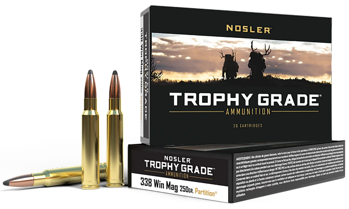 Trophy Grade Spitzer Partition 250 gr 338 Win Mag Rifle Ammo - 20 Round Box 