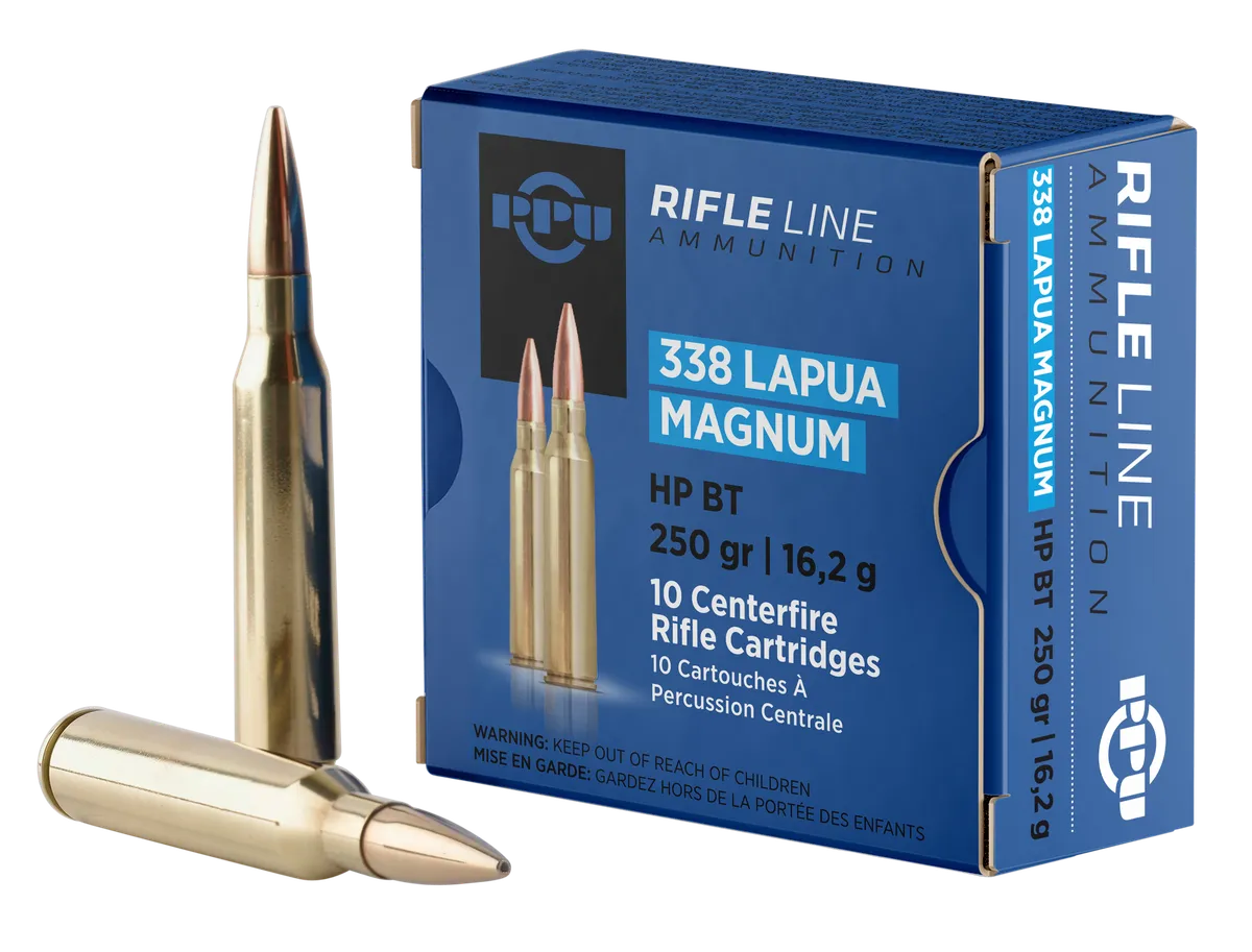 Standard Hollow Point Boat Tail 250 gr 338 Lapua Magnum Rifle Ammo - 10 Round Box