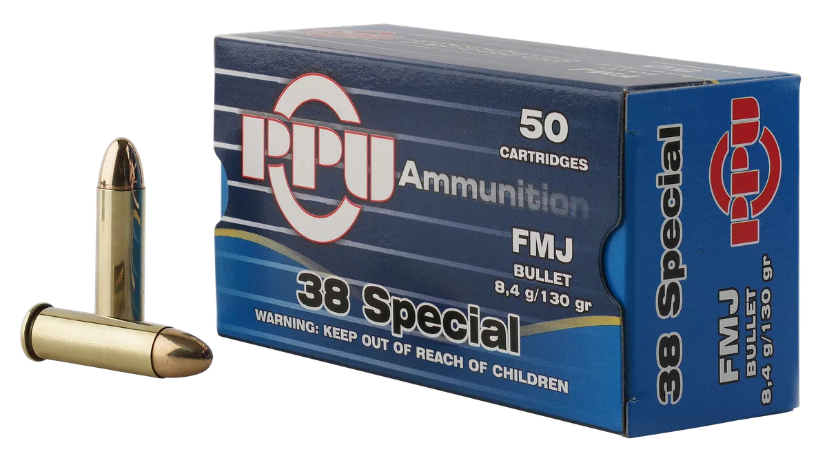 Full Metal Jacket 130 gr 38 Special Handgun Ammo - 50 Round Box