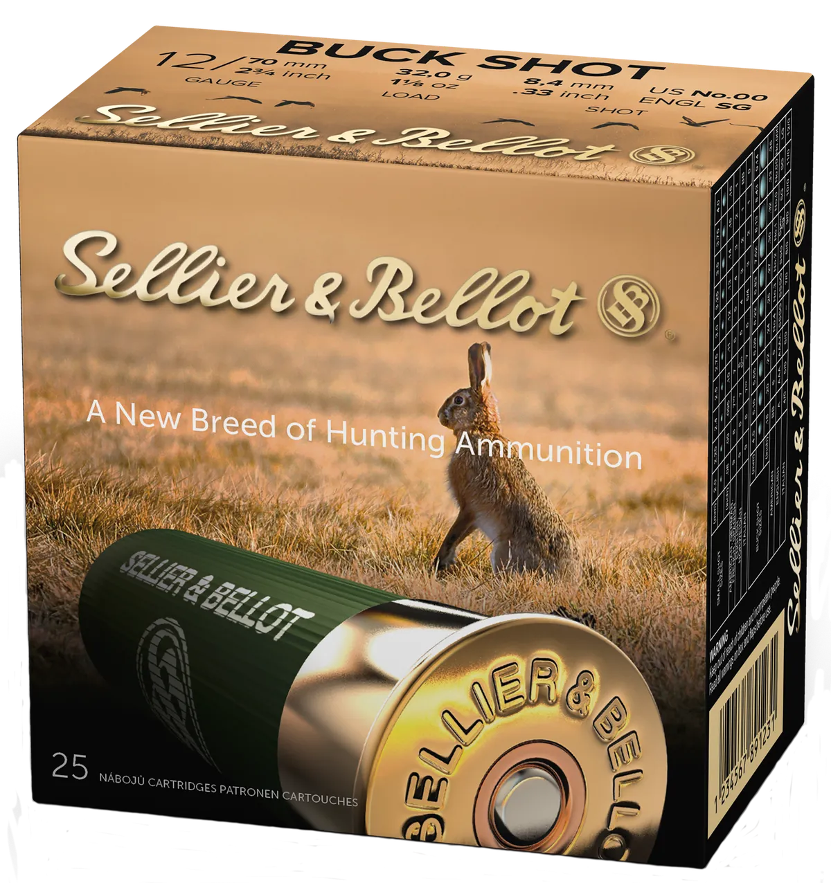 Hunting 00 Buck 2-3/4" 9 Pellet 12 Gauge Shotgun Ammo - 25 Round Box