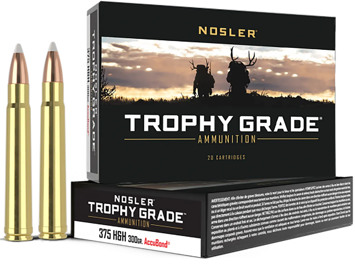 Trophy Grade AccuBond 300 gr 375 H&H Magnum Rifle Ammo - 20 Round Box 