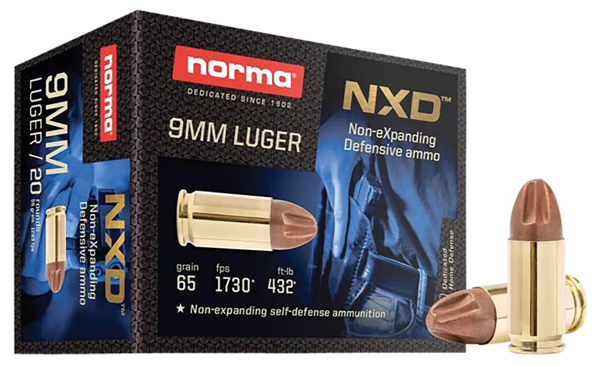 Non Expanding Self Defense 65 gr 9mm Luger Handgun Ammo - 20 Round Box