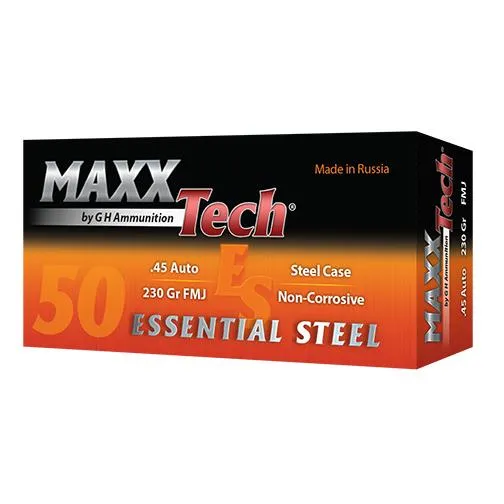 Essential Steel Full Metal Jacket 230 gr 45 ACP Handgun Ammo - 50 Round Box