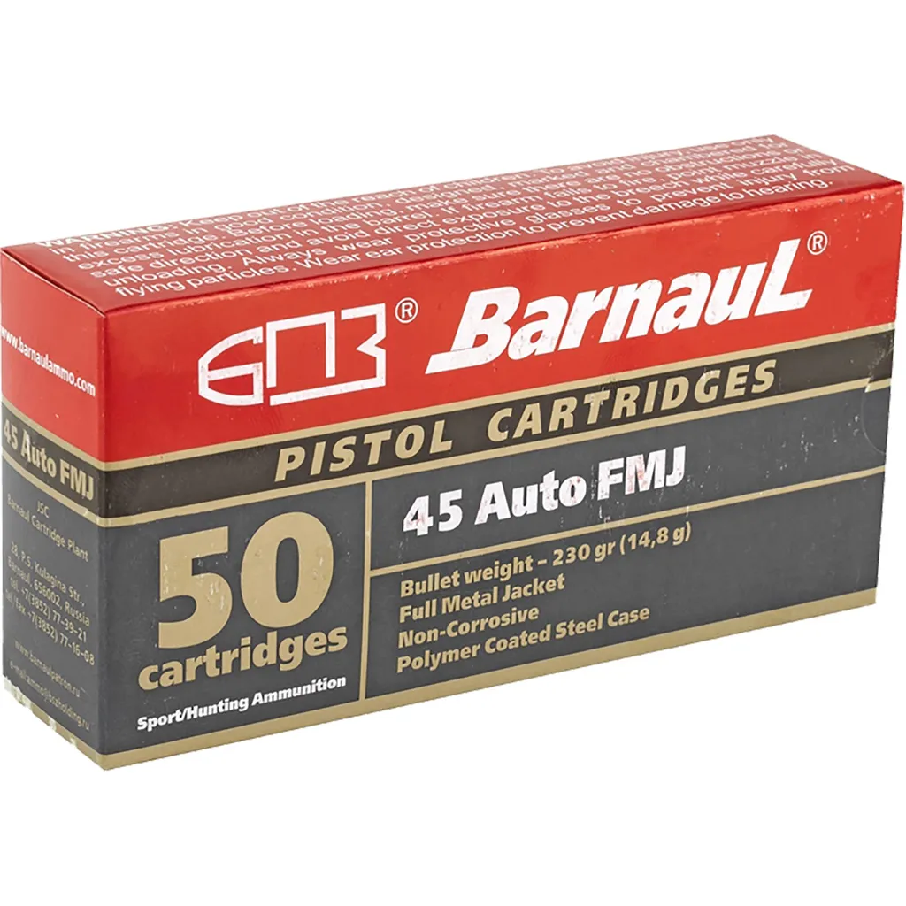 Steel Case Full Metal Jacket 230 gr 45 ACP Handgun Ammo - 50 Round Box