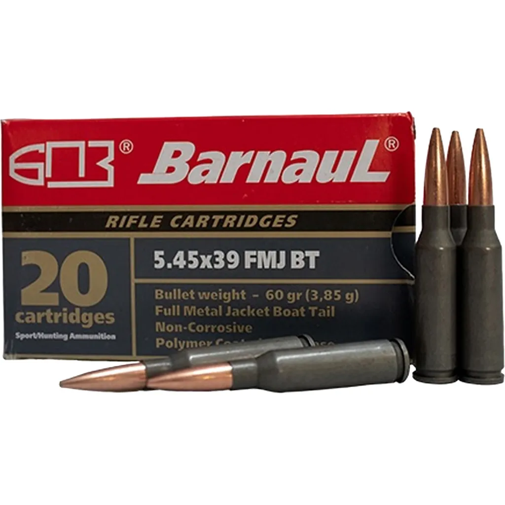 Steel Case Full Metal Jacket Boat Tail 60 gr 5.45x39mm Rifle Ammo - 20 Round Box