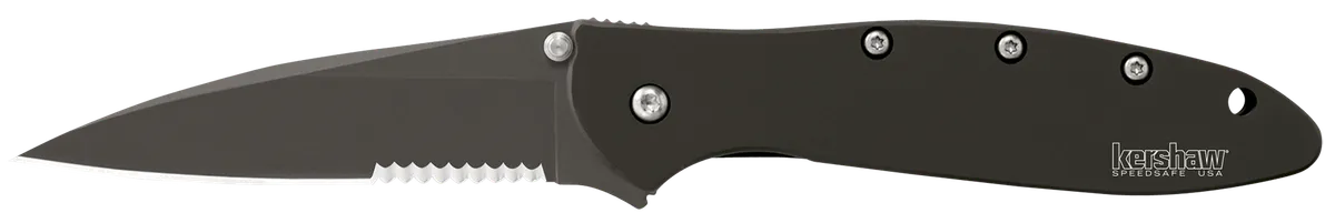 Leek 3" Folding Modified Drop Point Part Serrated Blade Knife