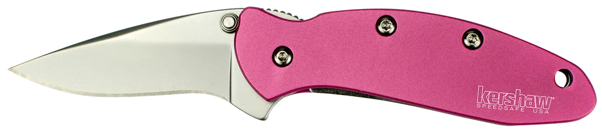 Chive 1.90" Folding Drop Point Plain Blade Knife -Pink