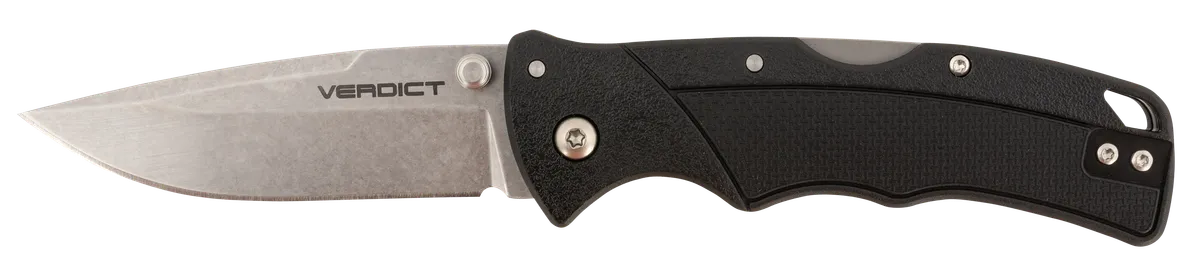 Verdict 3" Folding Clip Point Plain Blade Knife - SS/Black