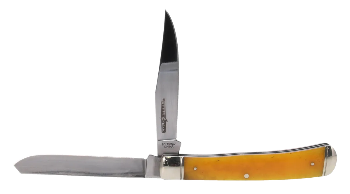 Trapper 3" Folding Clip/Spey Plain Blade Knife - Yellow
