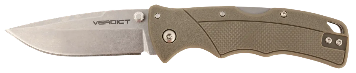 Verdict 3" Folding Spear Point Plain Blade Knife - SS/Brown