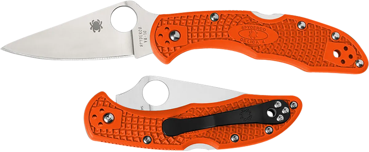 Delica 4 Lightweight 2.88" Drop Point Plain Blade Folding Knife - Orange