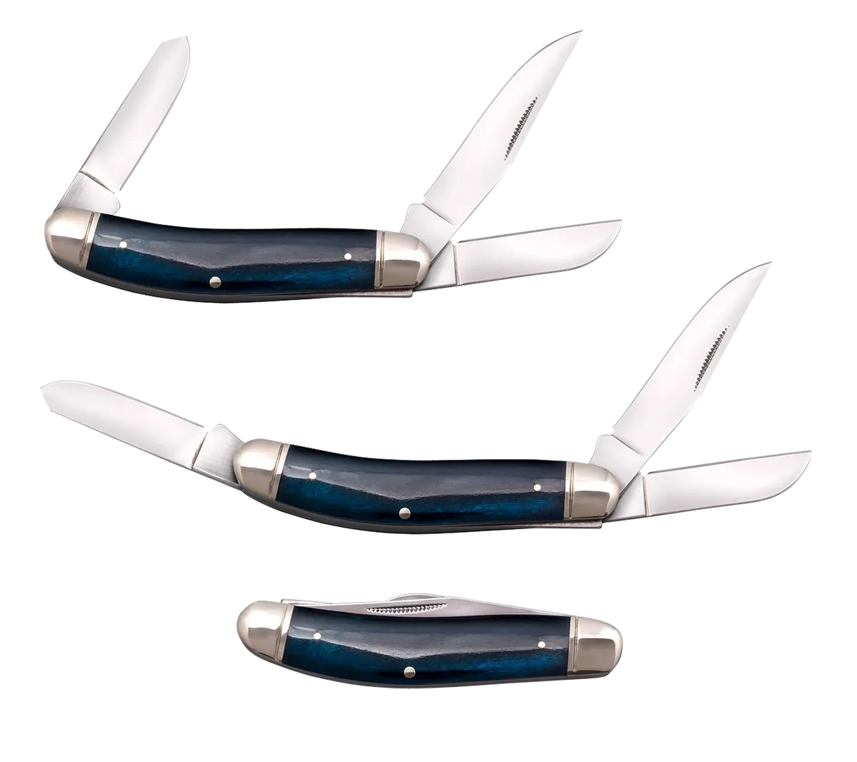 Gentleman's Stockman 2"/2.10"/2.50" 3 Blade Folding Knife - Blue
