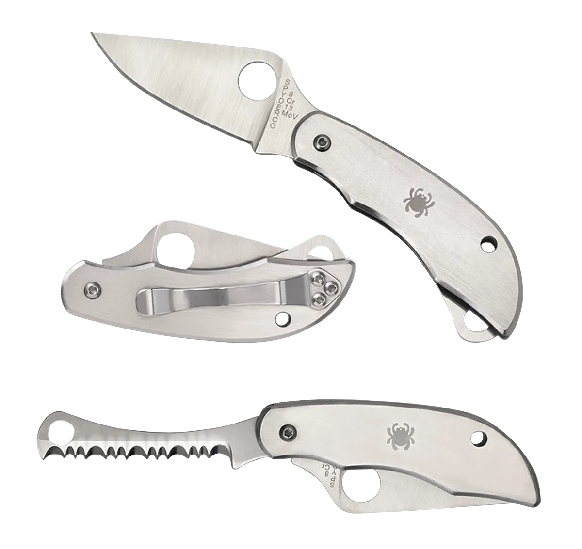 Clipitool Silver 4.57"/4.59" Part Serrated Folding Knife w Screwdriver/Opener