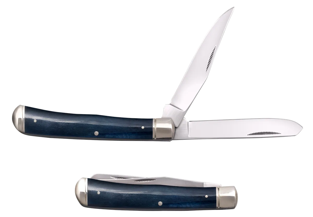 Trapper 3" Folding Clip/Spey Plain Blade Knife - Dark Blue